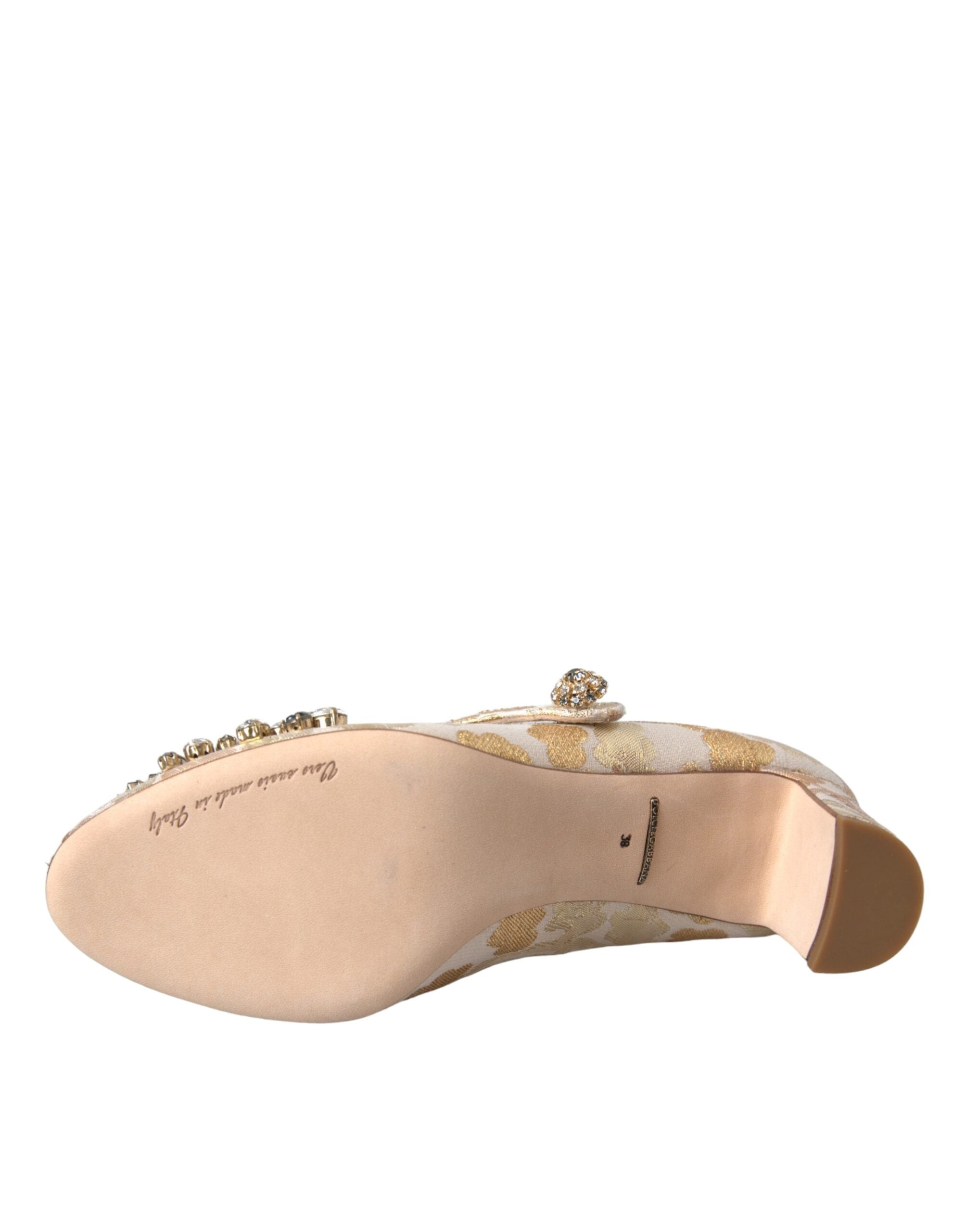 Dolce & Gabbana Gold Jacquard Pumps mit Kristallen