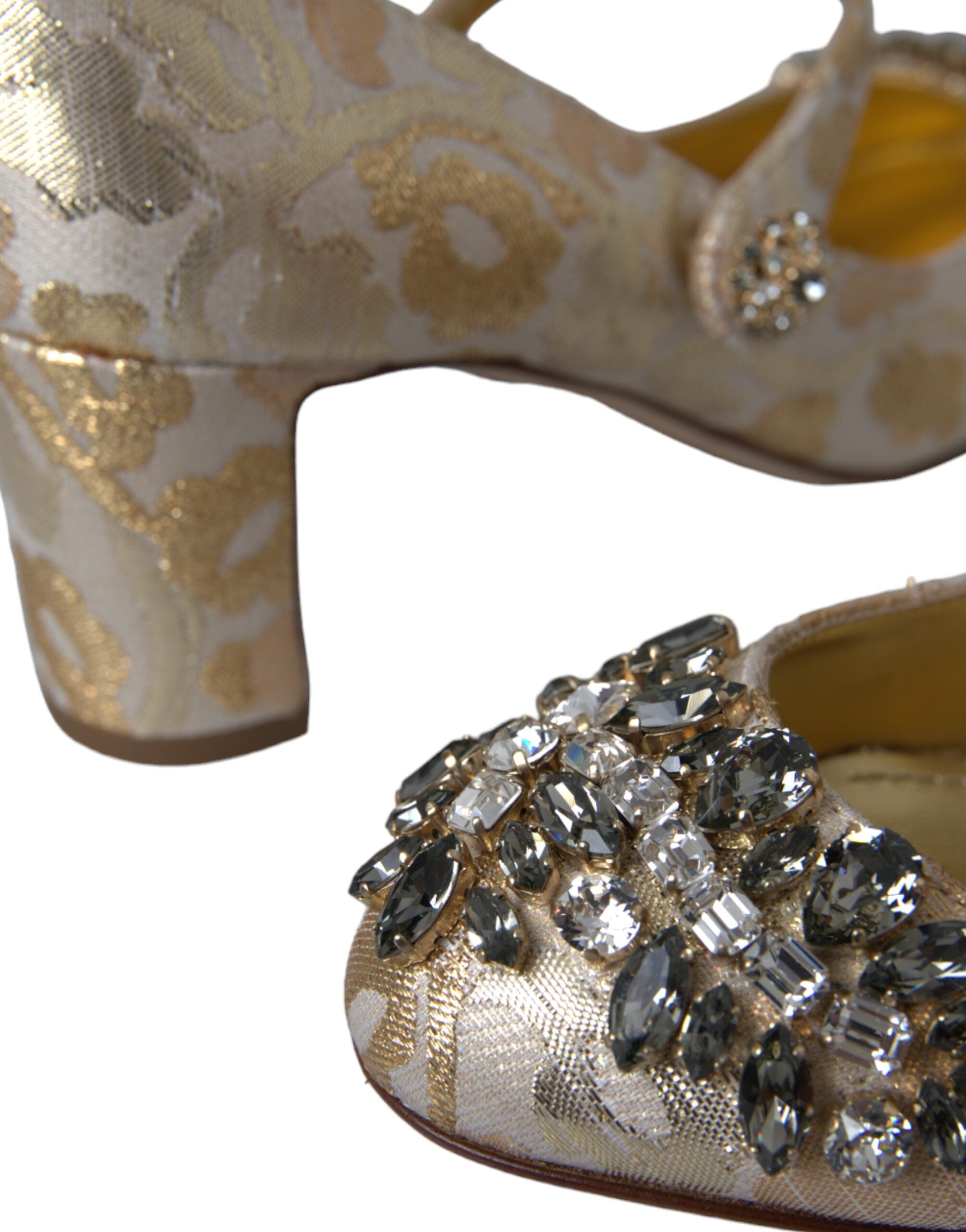 Dolce & Gabbana Gold Jacquard Pumps mit Kristallen