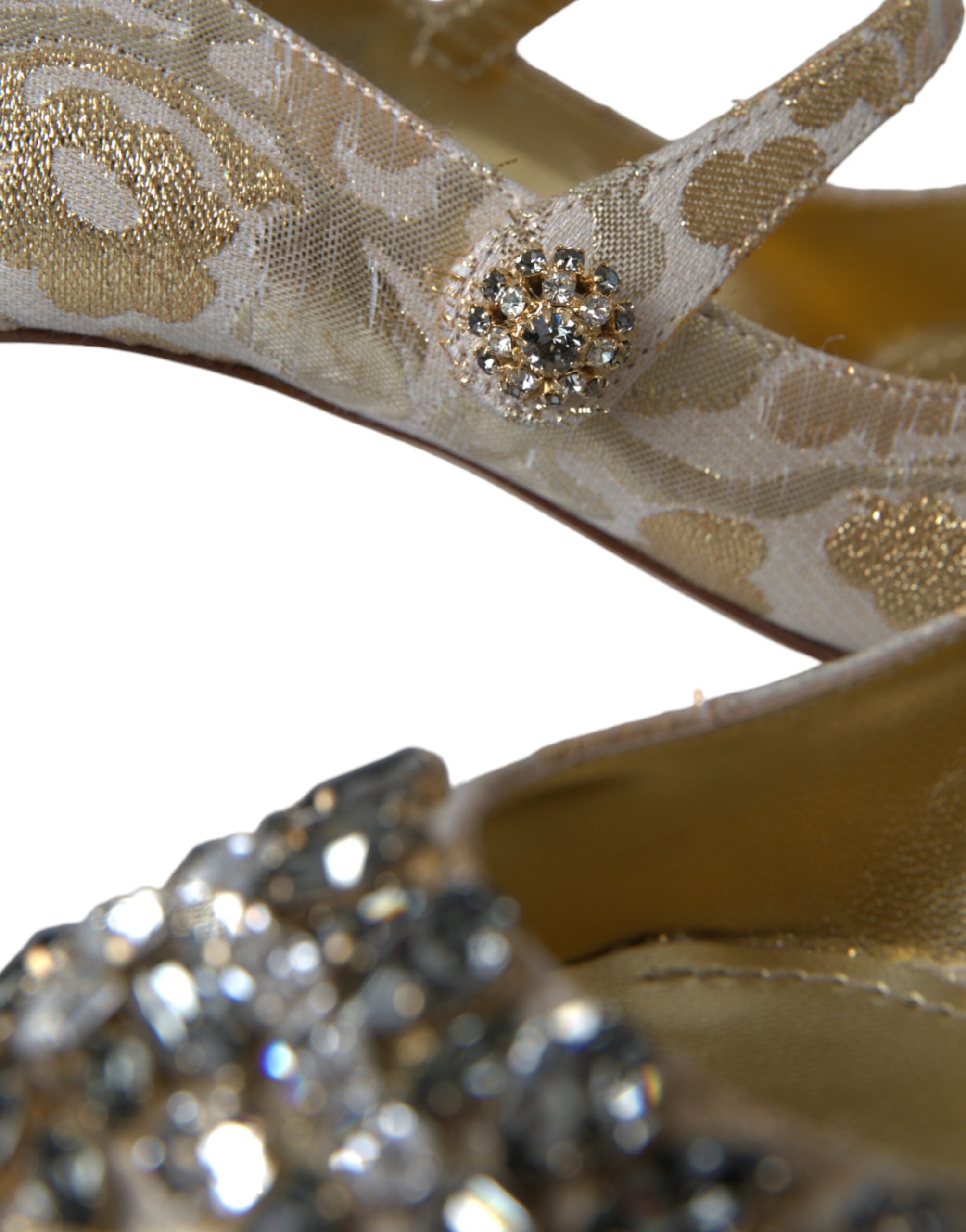 Dolce & Gabbana Gold Jacquard Pumps mit Kristallen