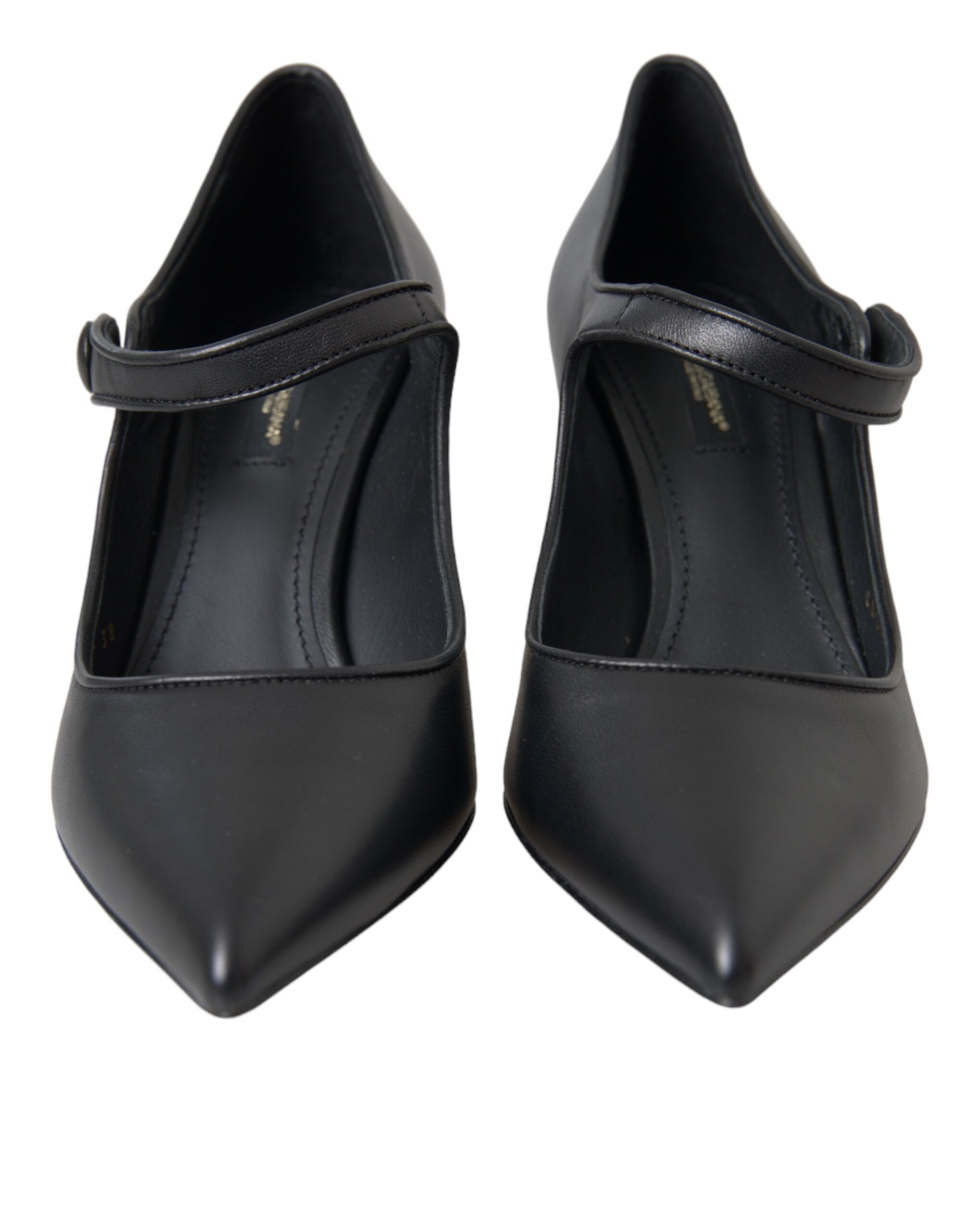 Dolce & Gabbana Schwarze Leder Logo Absatzschuhe Mary Janes Pumps