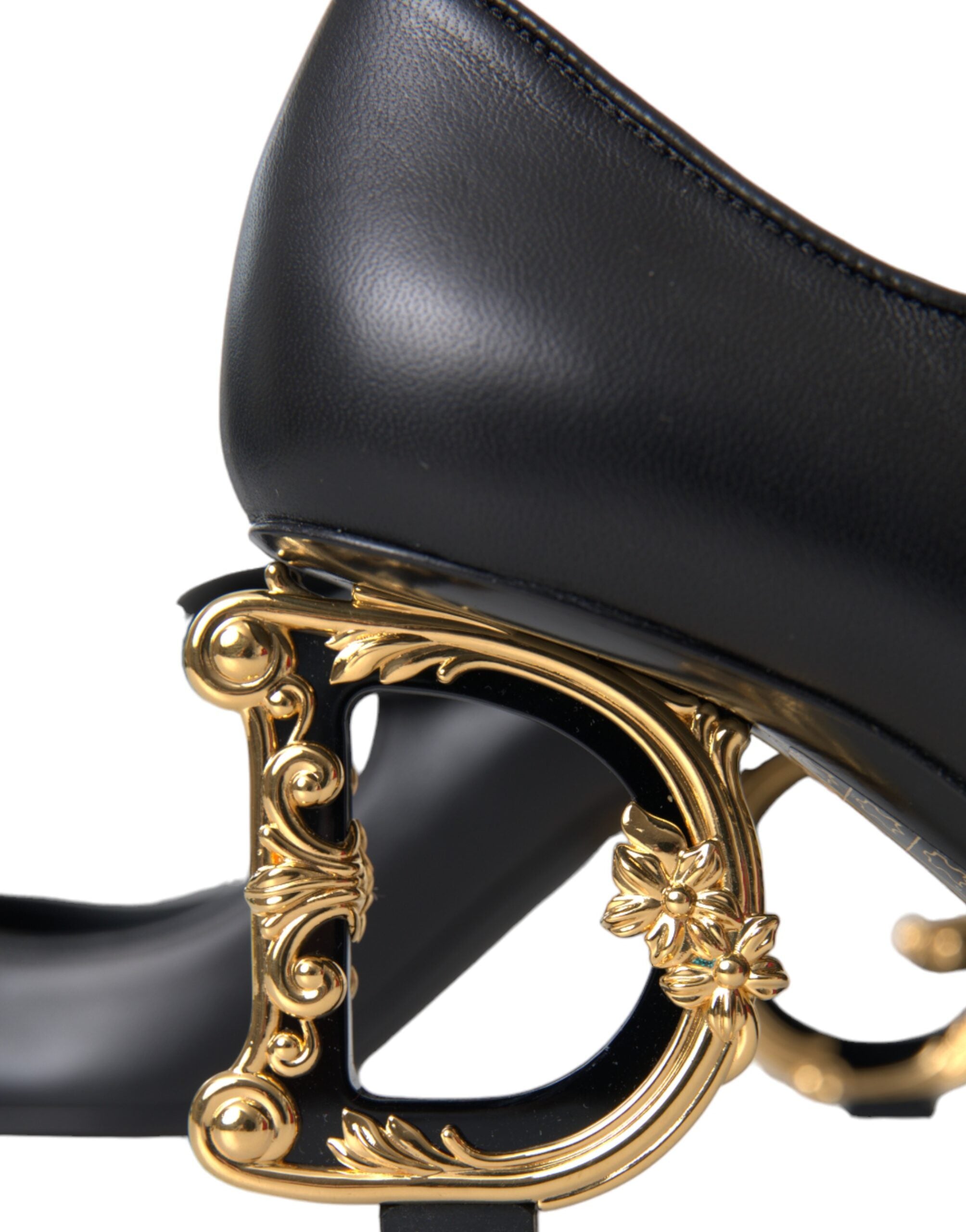 Dolce & Gabbana Schwarze Leder Logo Absatzschuhe Mary Janes Pumps