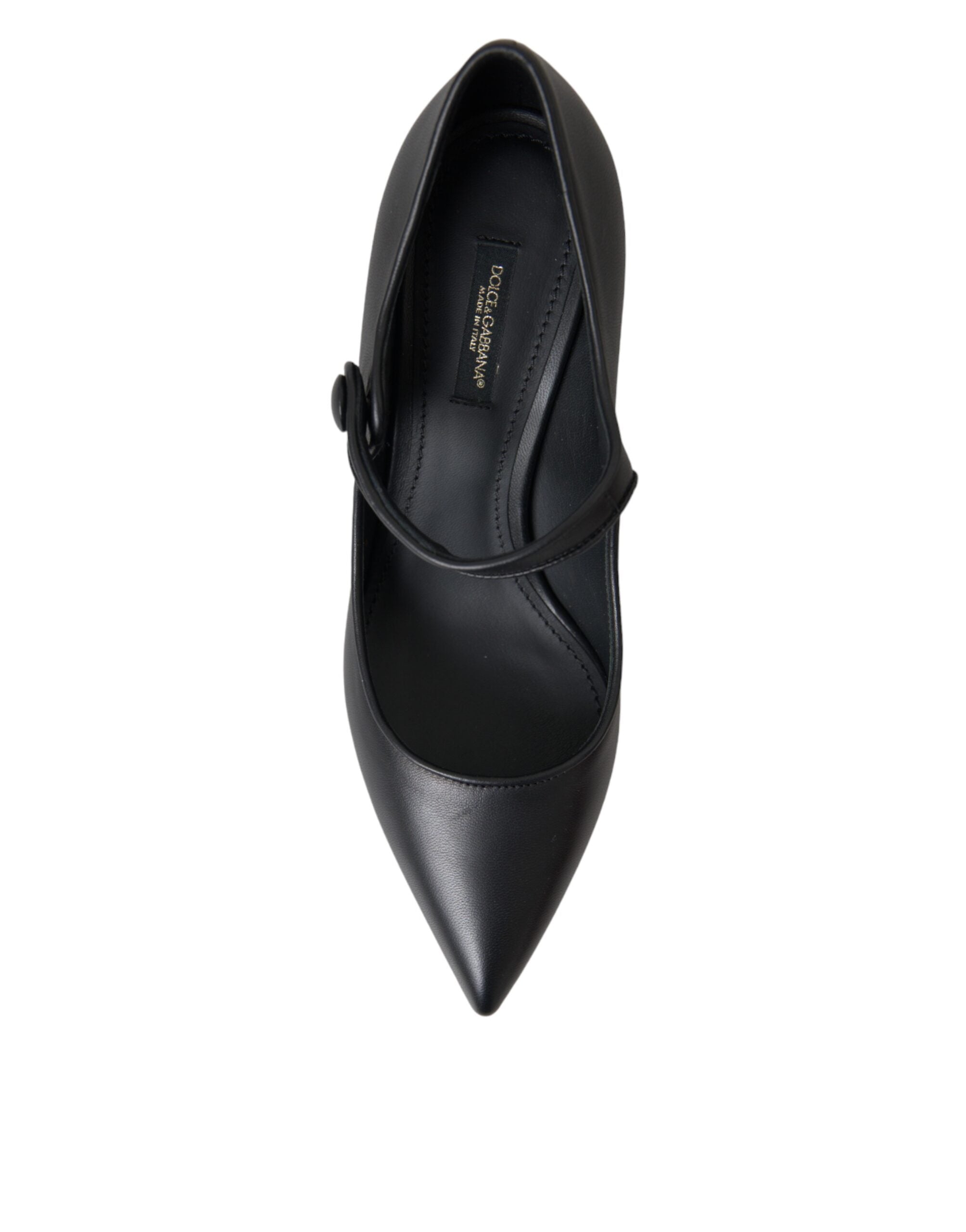 Dolce & Gabbana Schwarze Leder Logo Absatzschuhe Mary Janes Pumps