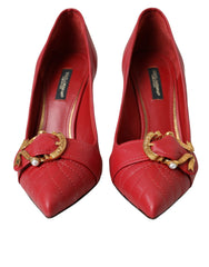 Dolce & Gabbana Rote Devotion Leder-Heels Pumps Schuhe