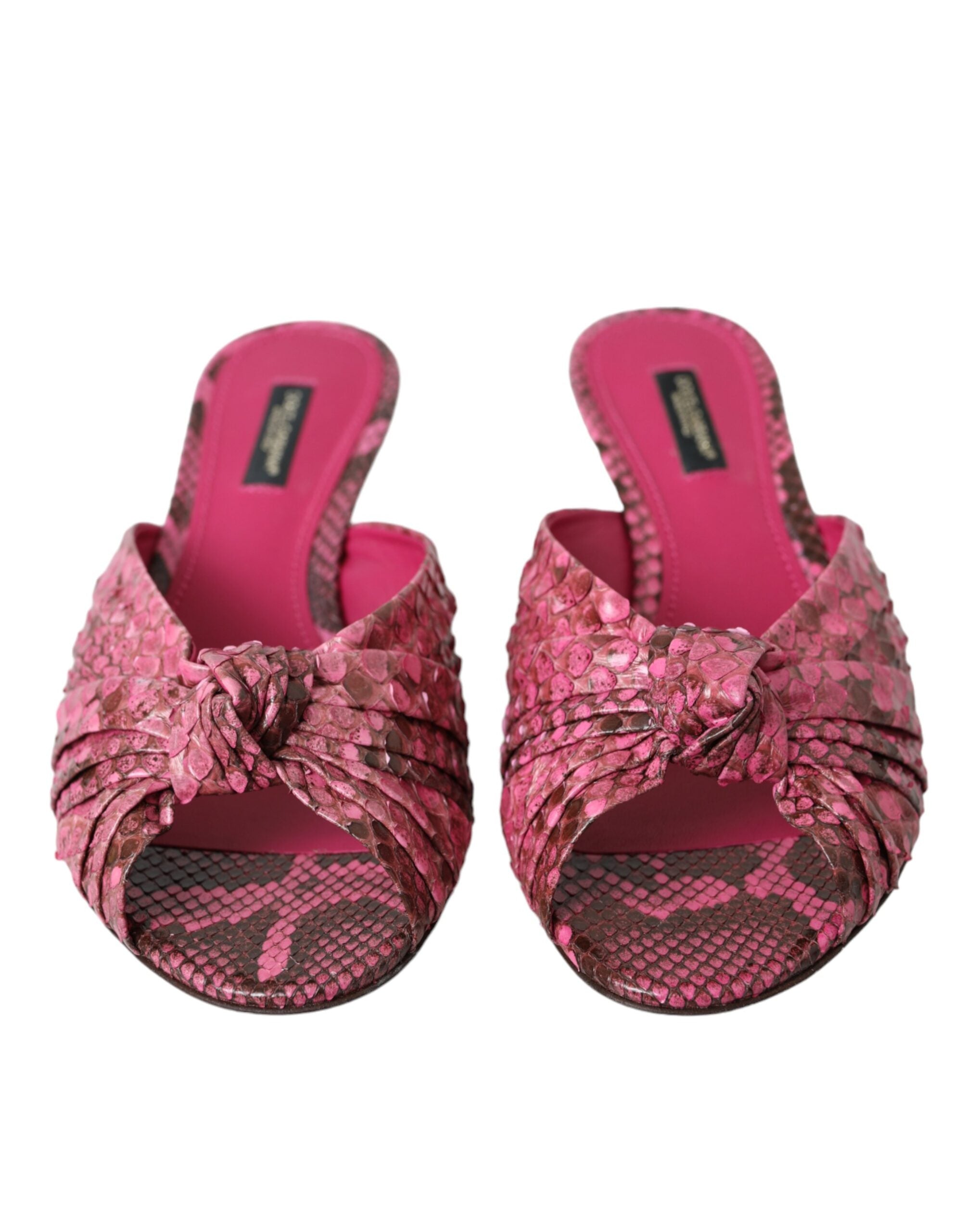 Dolce & Gabbana Pinke Kitten-Heel-Pantoletten aus exotischem Leder