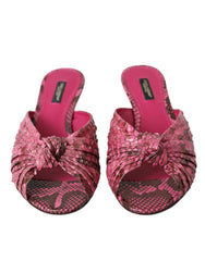 Dolce & Gabbana Pinke Kitten-Heel-Pantoletten aus exotischem Leder