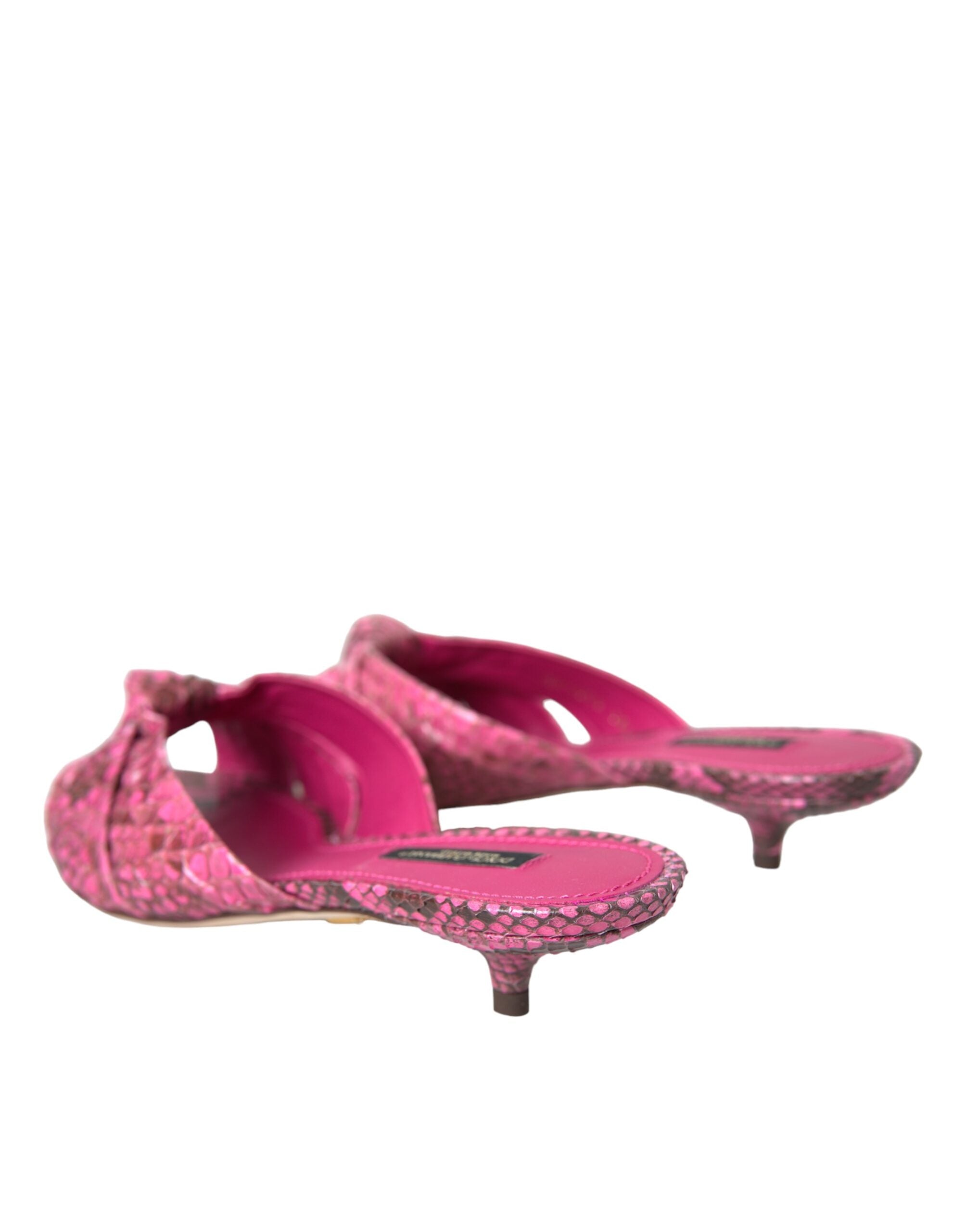 Dolce & Gabbana Pinke Kitten-Heel-Pantoletten aus exotischem Leder