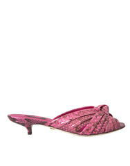 Dolce & Gabbana Pinke Kitten-Heel-Pantoletten aus exotischem Leder