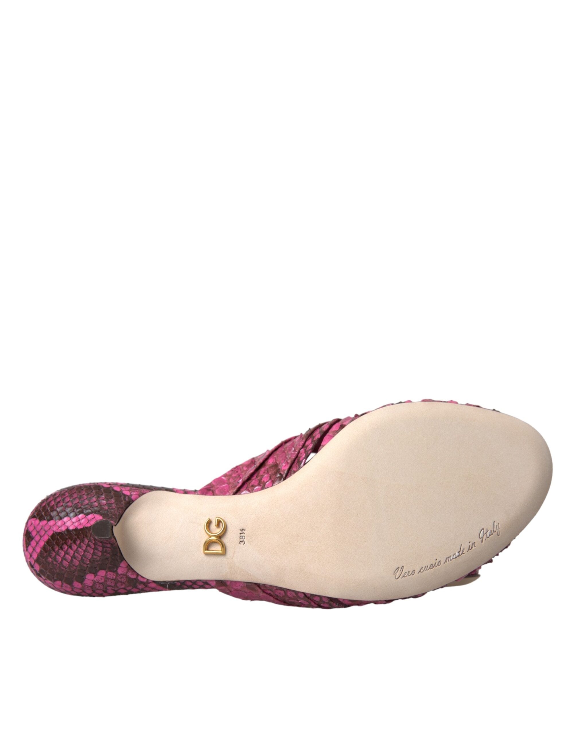 Dolce & Gabbana Pinke Kitten-Heel-Pantoletten aus exotischem Leder