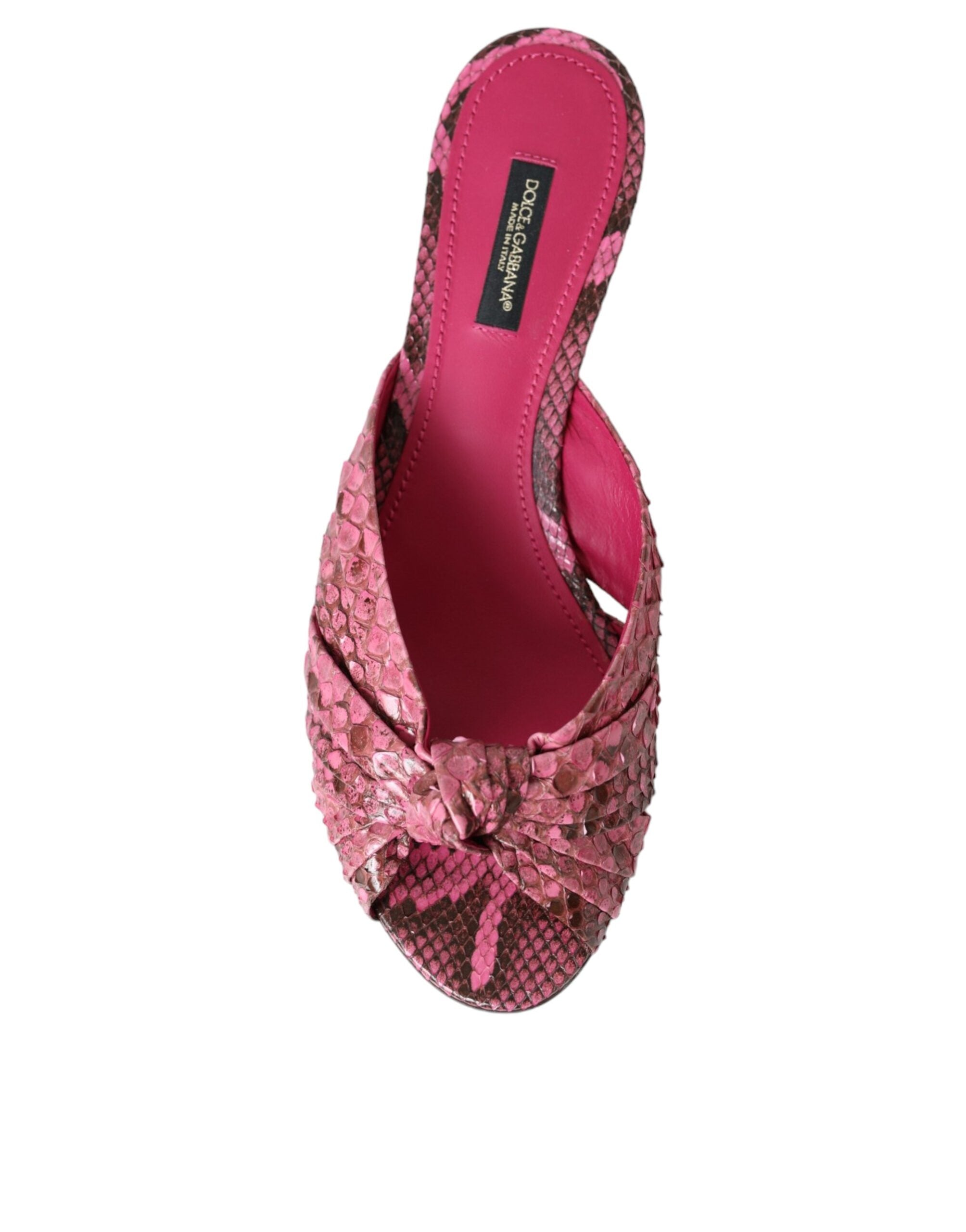 Dolce & Gabbana Pinke Kitten-Heel-Pantoletten aus exotischem Leder
