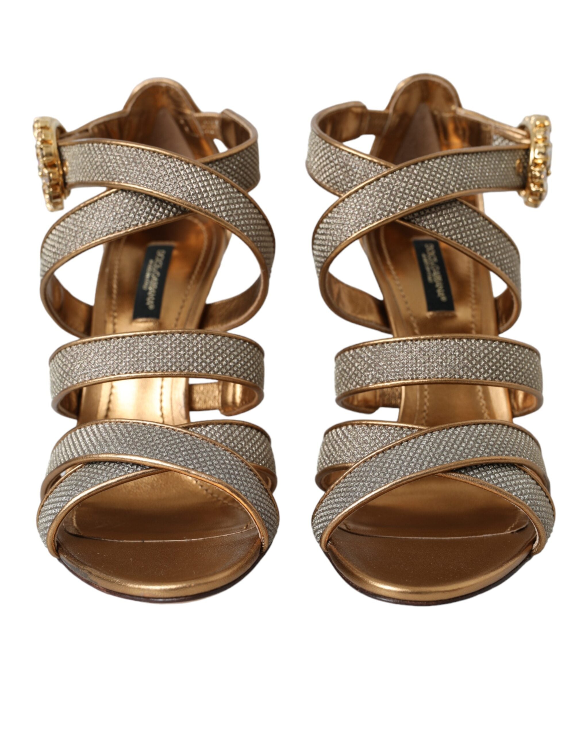 Dolce & Gabbana Bronze Kristallriemen High Heels Sandalen Schuhe