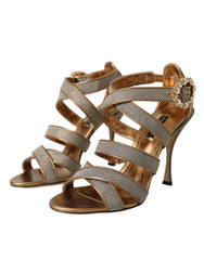 Dolce & Gabbana Bronze Kristallriemen High Heels Sandalen Schuhe