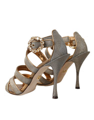 Dolce & Gabbana Bronze Kristallriemen High Heels Sandalen Schuhe
