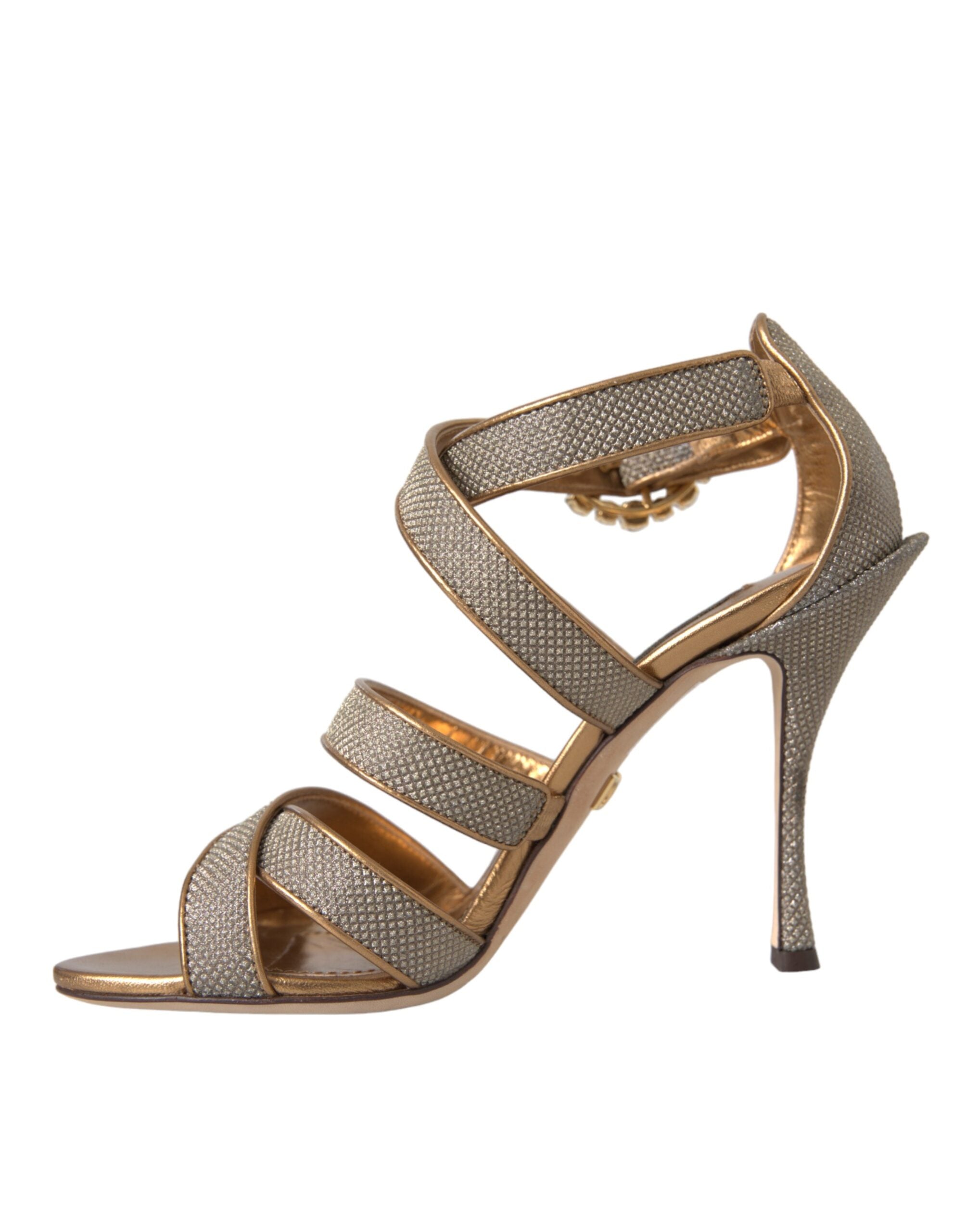 Dolce & Gabbana Bronze Kristallriemen High Heels Sandalen Schuhe