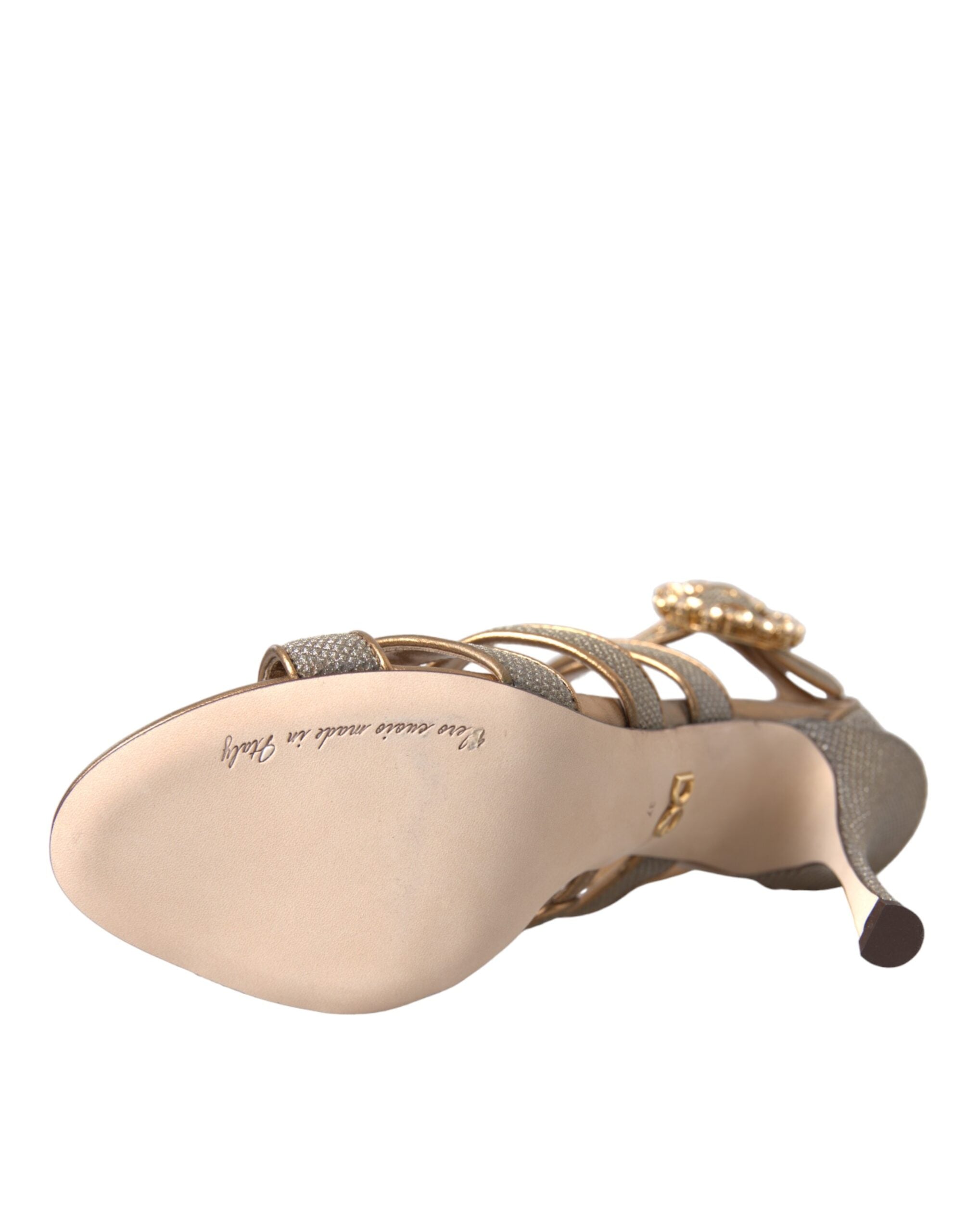 Dolce & Gabbana Bronze Kristallriemen High Heels Sandalen Schuhe