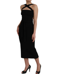 Dolce &amp; Gabbana – Schwarzes, ärmelloses Midikleid mit Neckholder