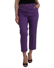 BENCIVENGA Lila Baumwollhose, mittelhoher Bund, gerader Schnitt, Cropped