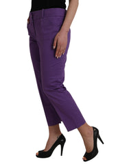 BENCIVENGA Lila Baumwollhose, mittelhoher Bund, gerader Schnitt, Cropped