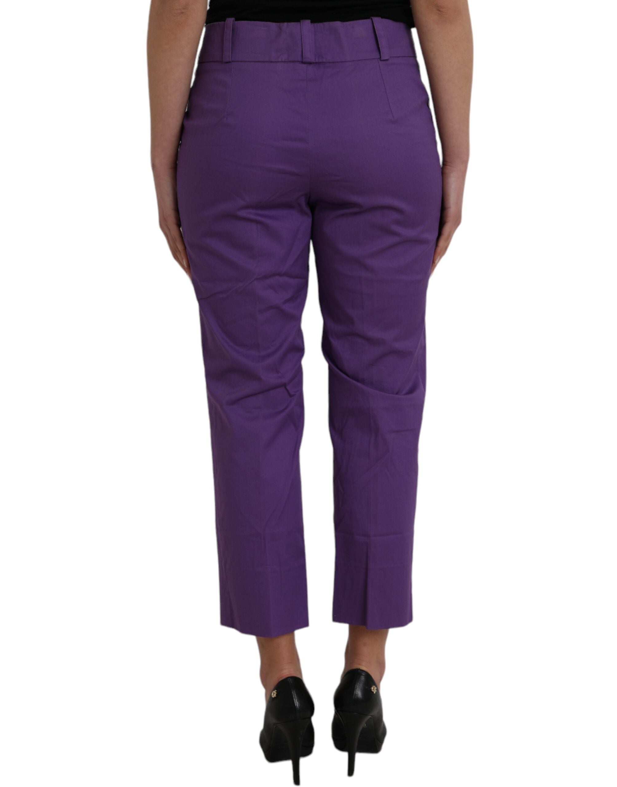 BENCIVENGA Lila Baumwollhose, mittelhoher Bund, gerader Schnitt, Cropped