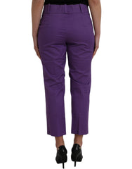 BENCIVENGA Lila Baumwollhose, mittelhoher Bund, gerader Schnitt, Cropped