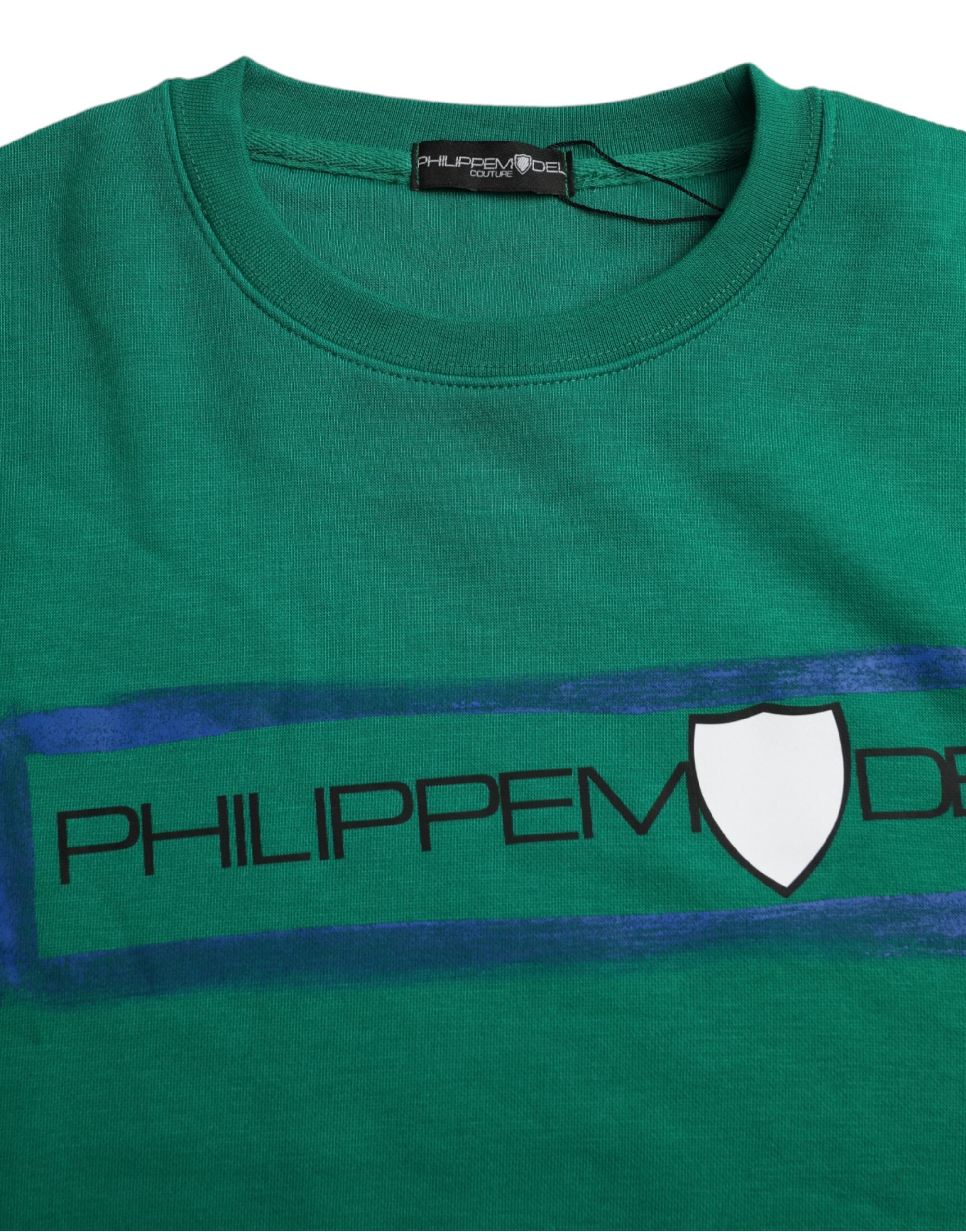 Philippe Model Grüner Baumwollpullover mit Logo-Print und langen Ärmeln