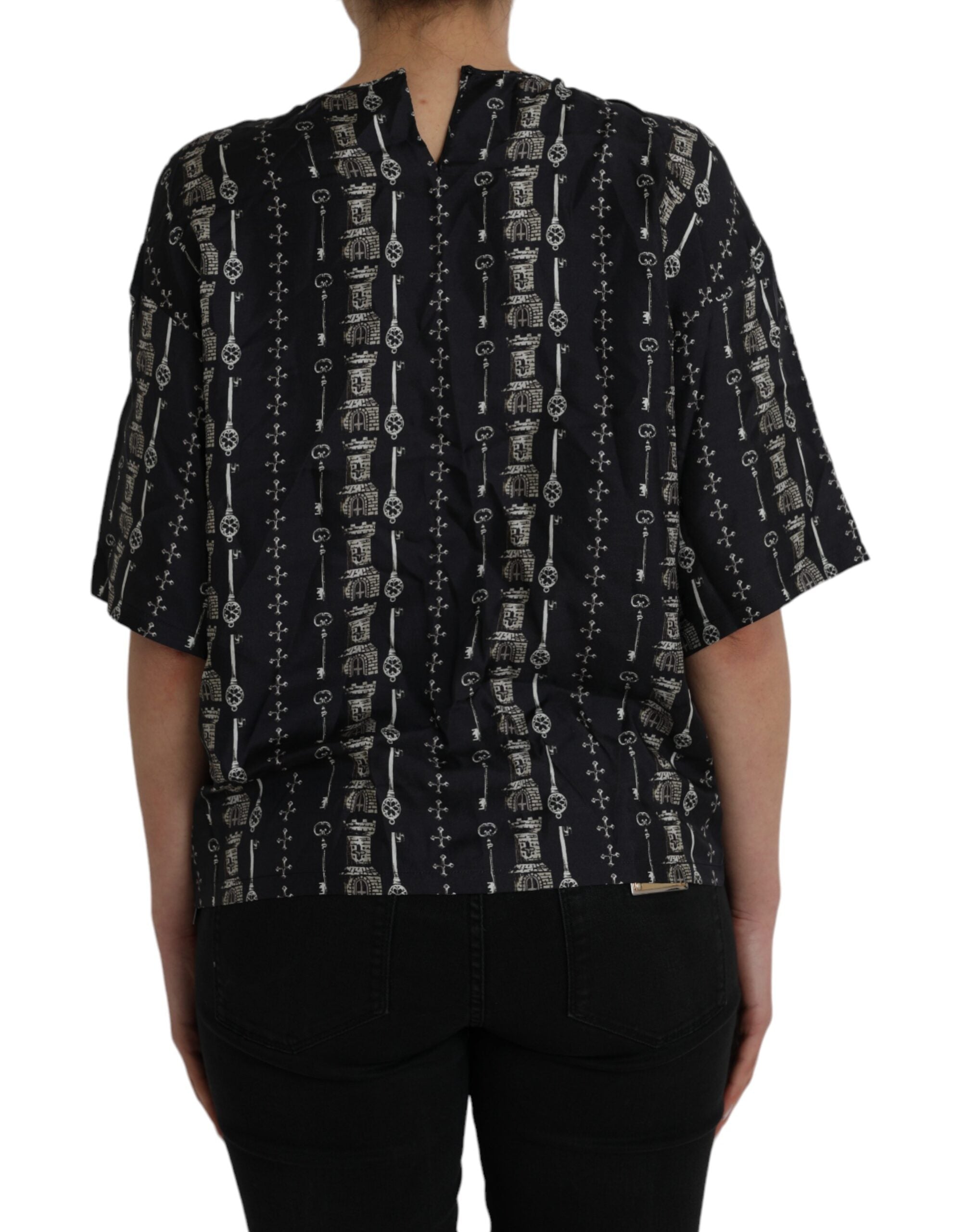 Dolce & Gabbana Seidenbluse mit „Black Key Castle“-Print
