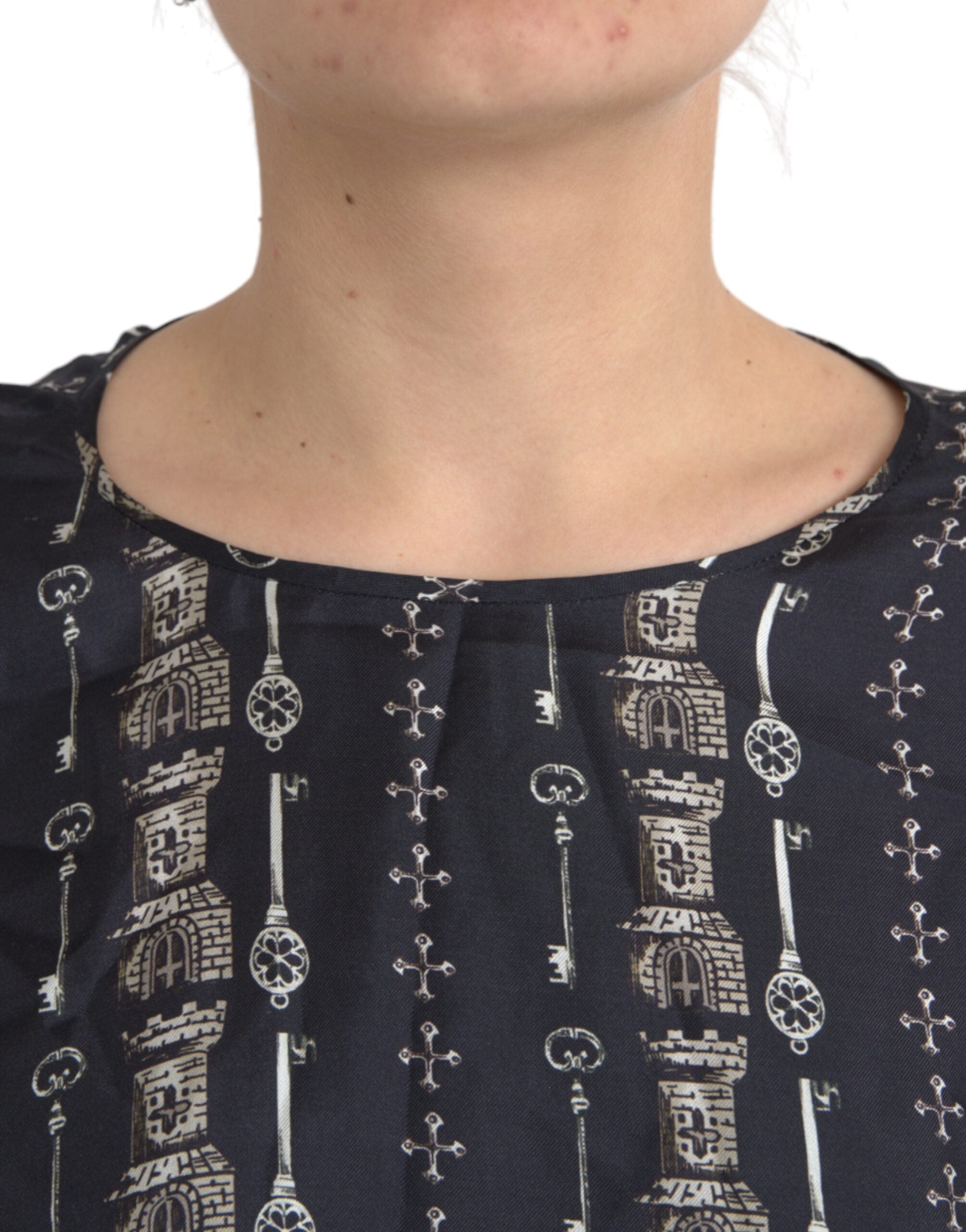 Dolce & Gabbana Seidenbluse mit „Black Key Castle“-Print