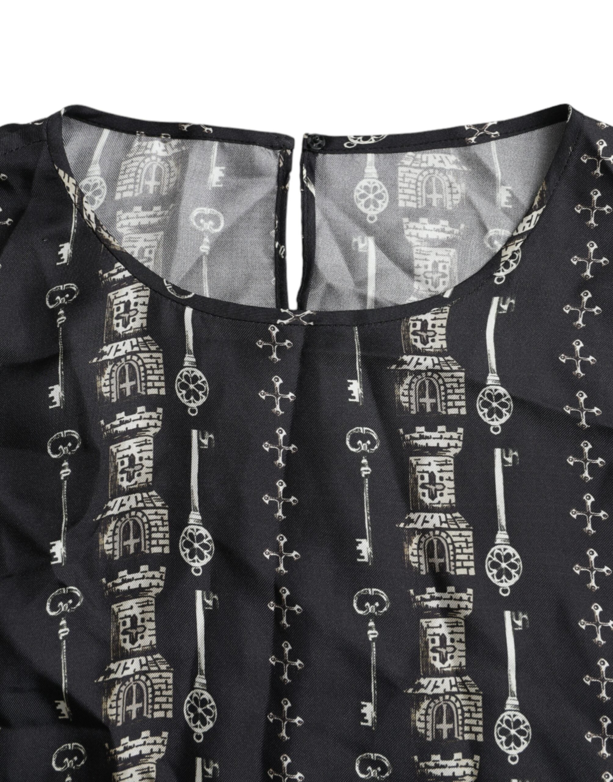 Dolce & Gabbana Seidenbluse mit „Black Key Castle“-Print
