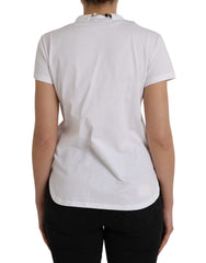 Dolce & Gabbana Weißes Baumwoll-T-Shirt mit kurzen Ärmeln und Halskette