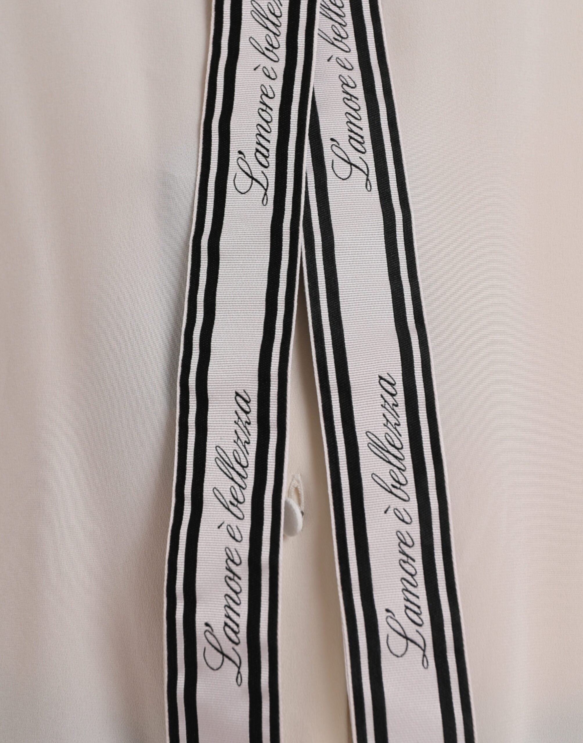 Dolce & Gabbana Off-White Langärmelige Bluse mit Knopfleiste