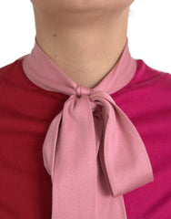 Dolce & Gabbana Roze Pullover met Korte Mouwen en Ascotkraag