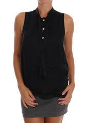 Versace Jeans Zwarte Mouwloze Viscose Blouse Top