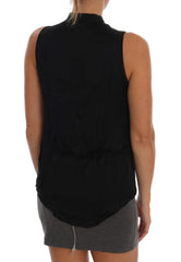 Versace Jeans Zwarte Mouwloze Viscose Blouse Top