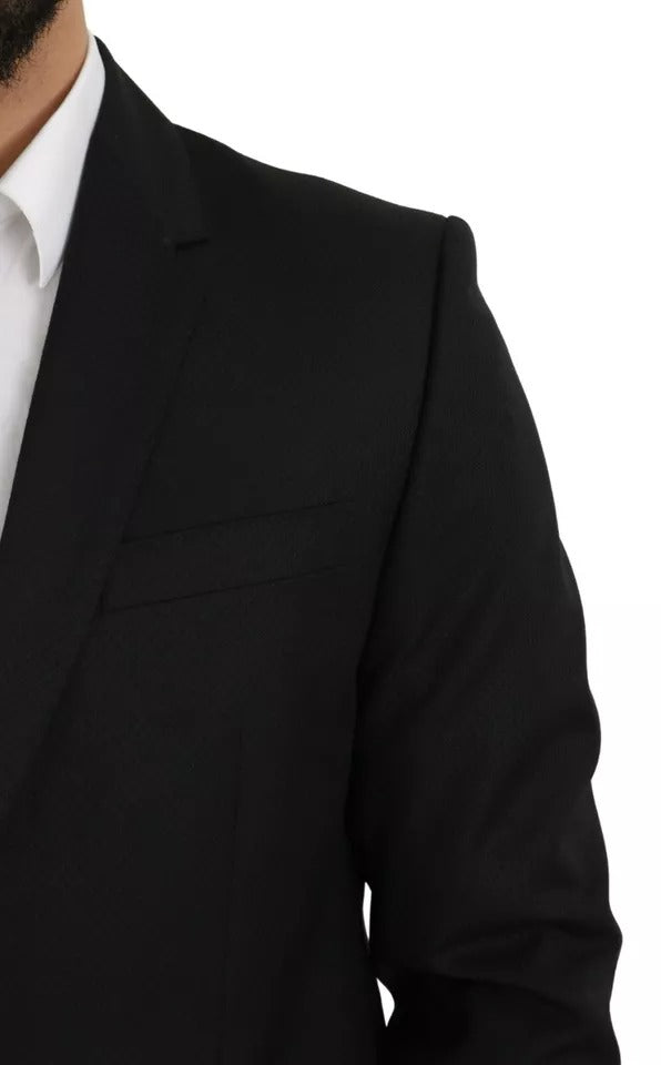 Dolce &amp; Gabbana – Schwarzer Slim Fit-Blazer aus Wolle mit Revers