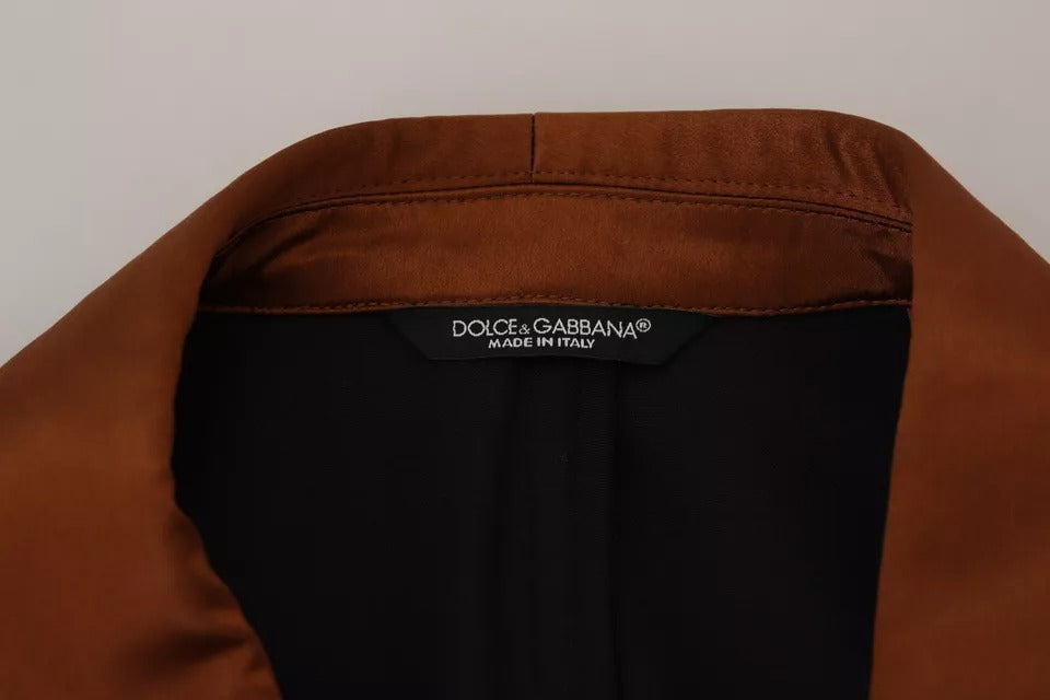 Dolce & Gabbana Zijden Slim Jasje Blazer met Bronzen Apenprint