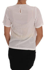 Dolce & Gabbana White Silk ITALIA IS LOVE Blouse T-shirt