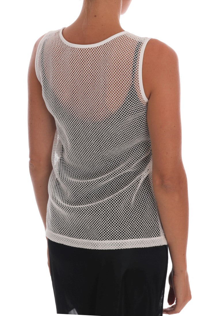 Dolce & Gabbana Weißes Netztanktop Transparent