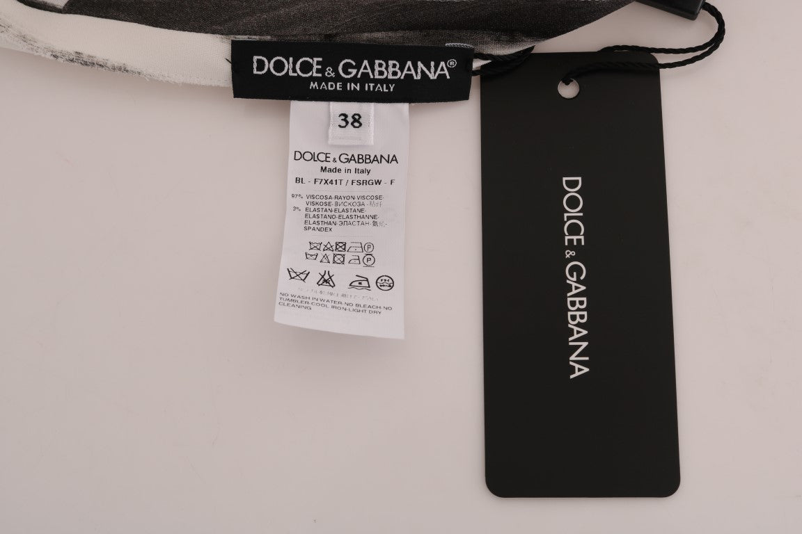 Dolce & Gabbana Wit Zwart Gestreept Bedrukt Blouse Top