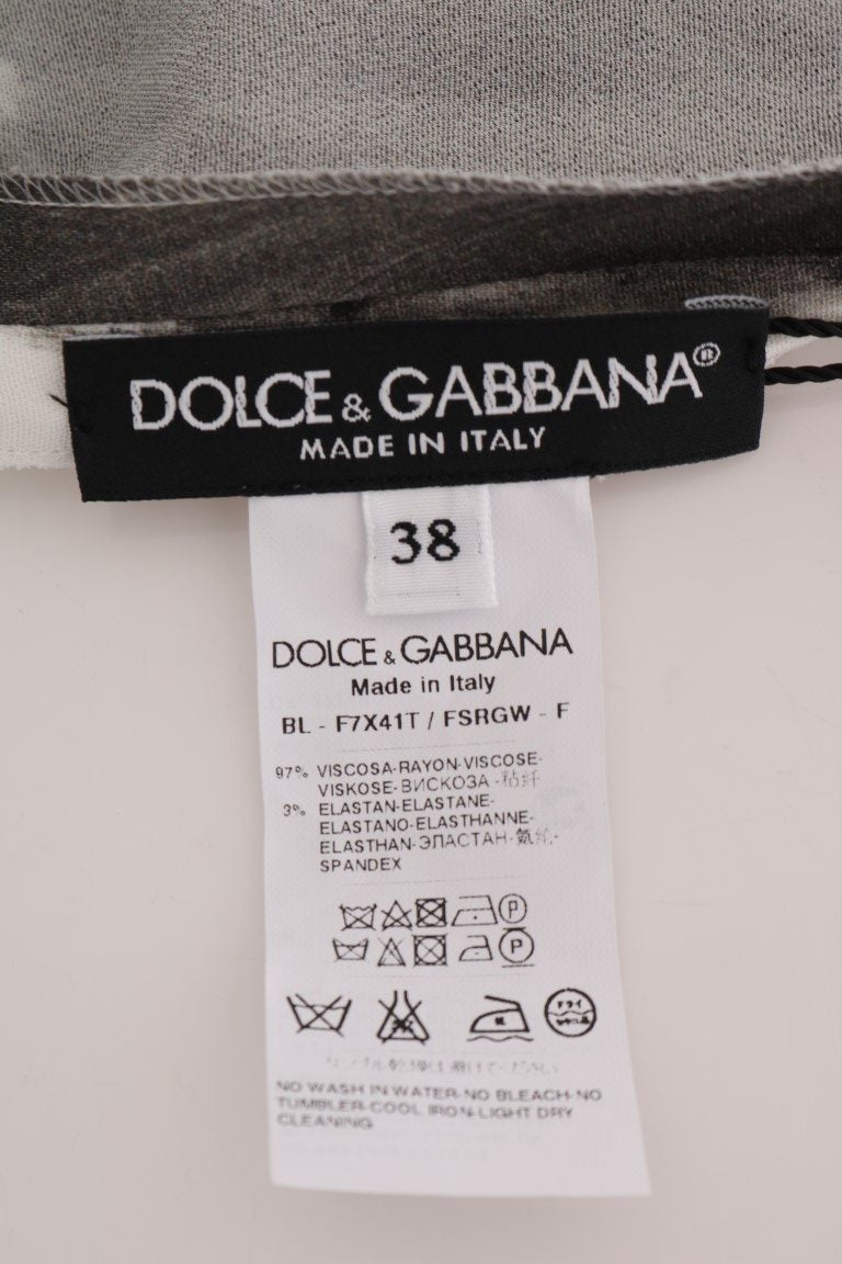 Dolce & Gabbana Wit Zwart Gestreept Bedrukt Blouse Top