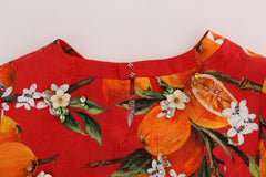 Dolce & Gabbana Oranje Print Kristalversierde Blouse