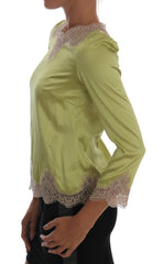 Dolce & Gabbana Groene Zijden Stretch Blouse Top