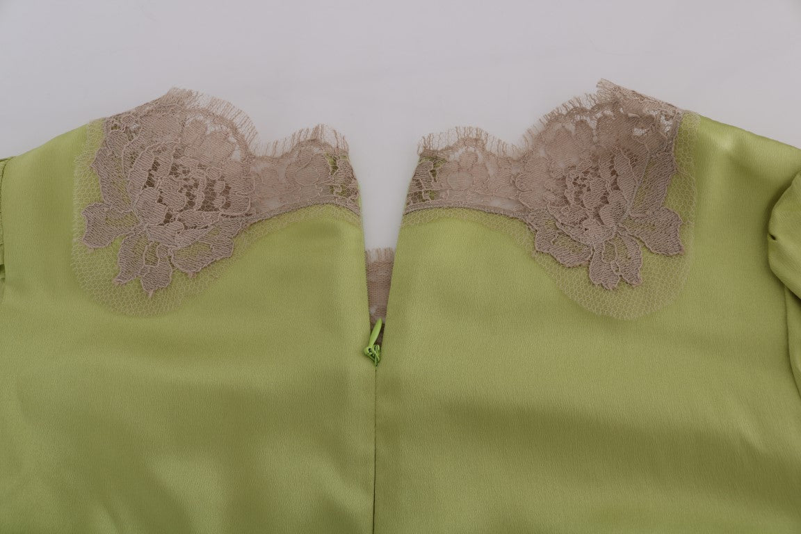 Dolce & Gabbana Groene Zijden Stretch Blouse Top
