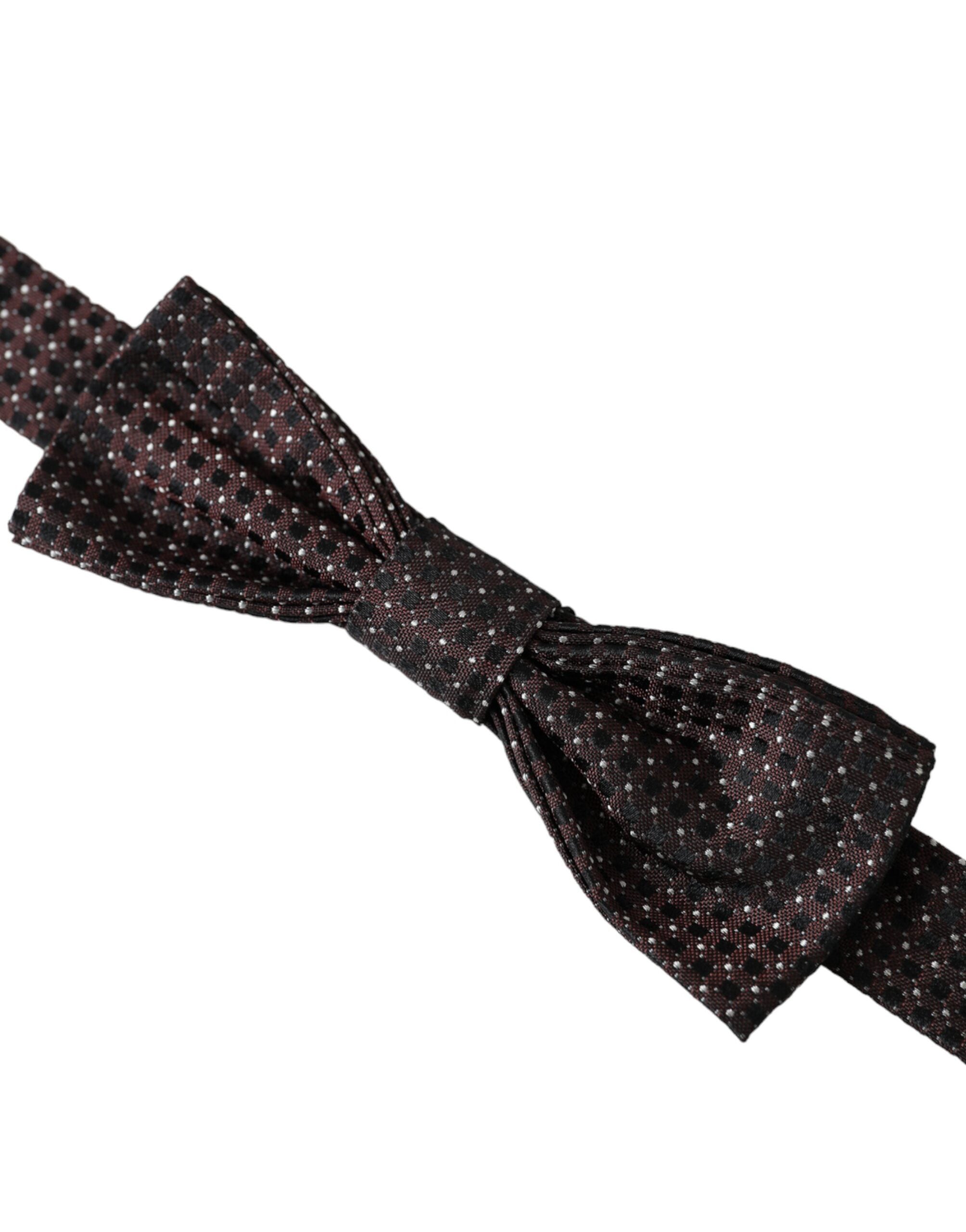 Dolce & Gabbana Braune Fantasy Seide Verstellbare Halsweite Herren Papillon Fliege