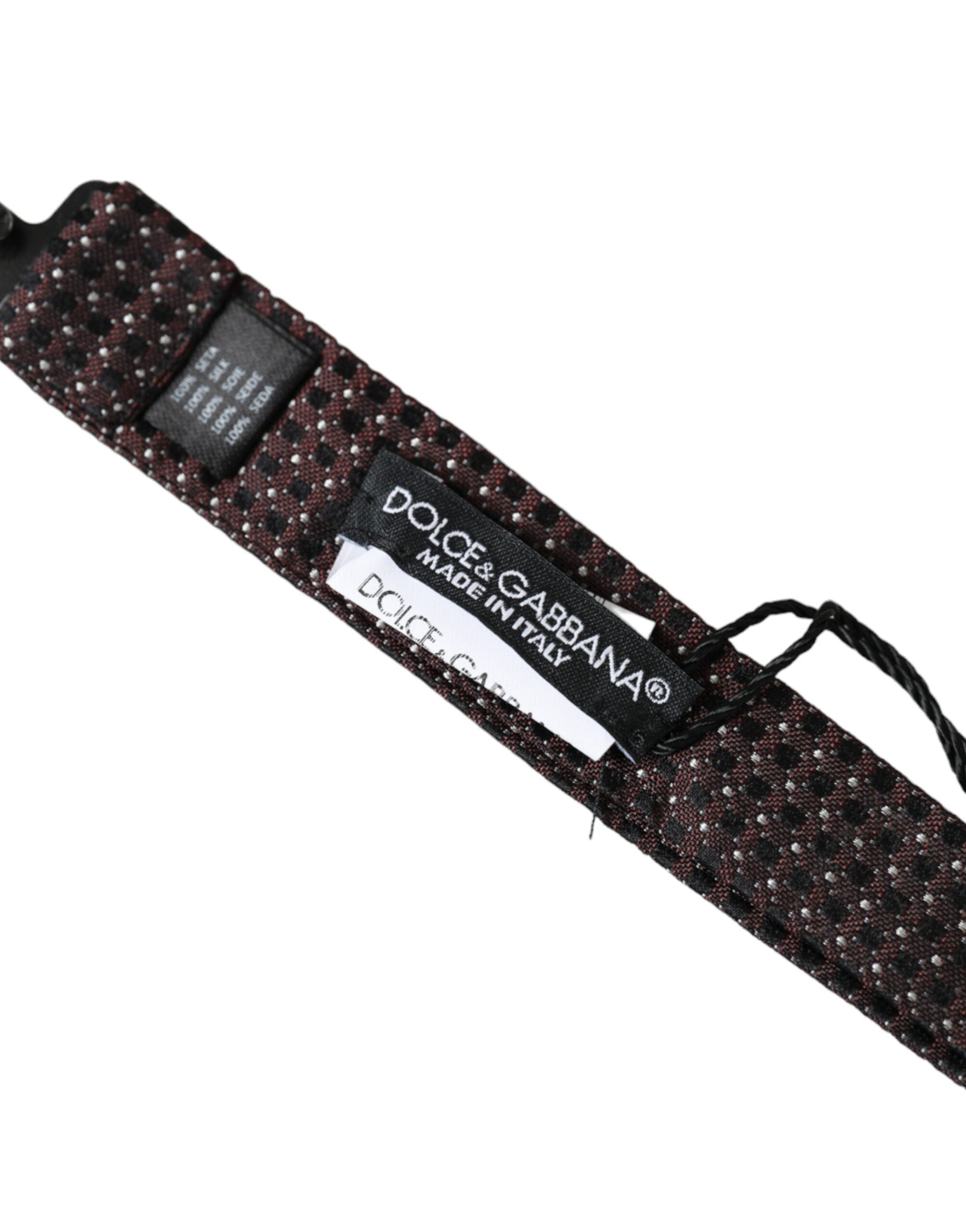 Dolce & Gabbana Braune Fantasy Seide Verstellbare Halsweite Herren Papillon Fliege