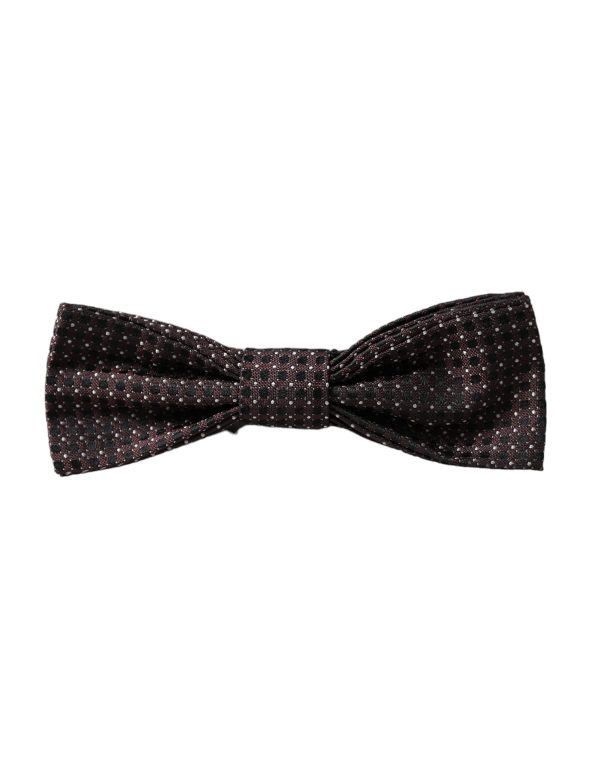 Dolce & Gabbana Braune Fantasy Seide Verstellbare Halsweite Herren Papillon Fliege