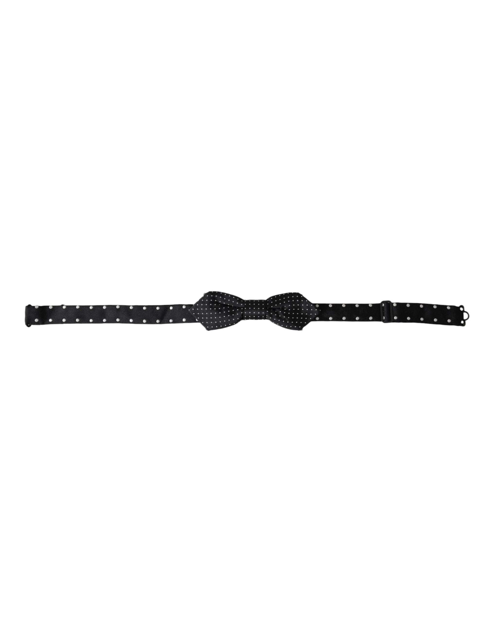 Dolce & Gabbana Schwarze Seiden-Fliege mit Polka-Dots und verstellbarem Halsband für Herren