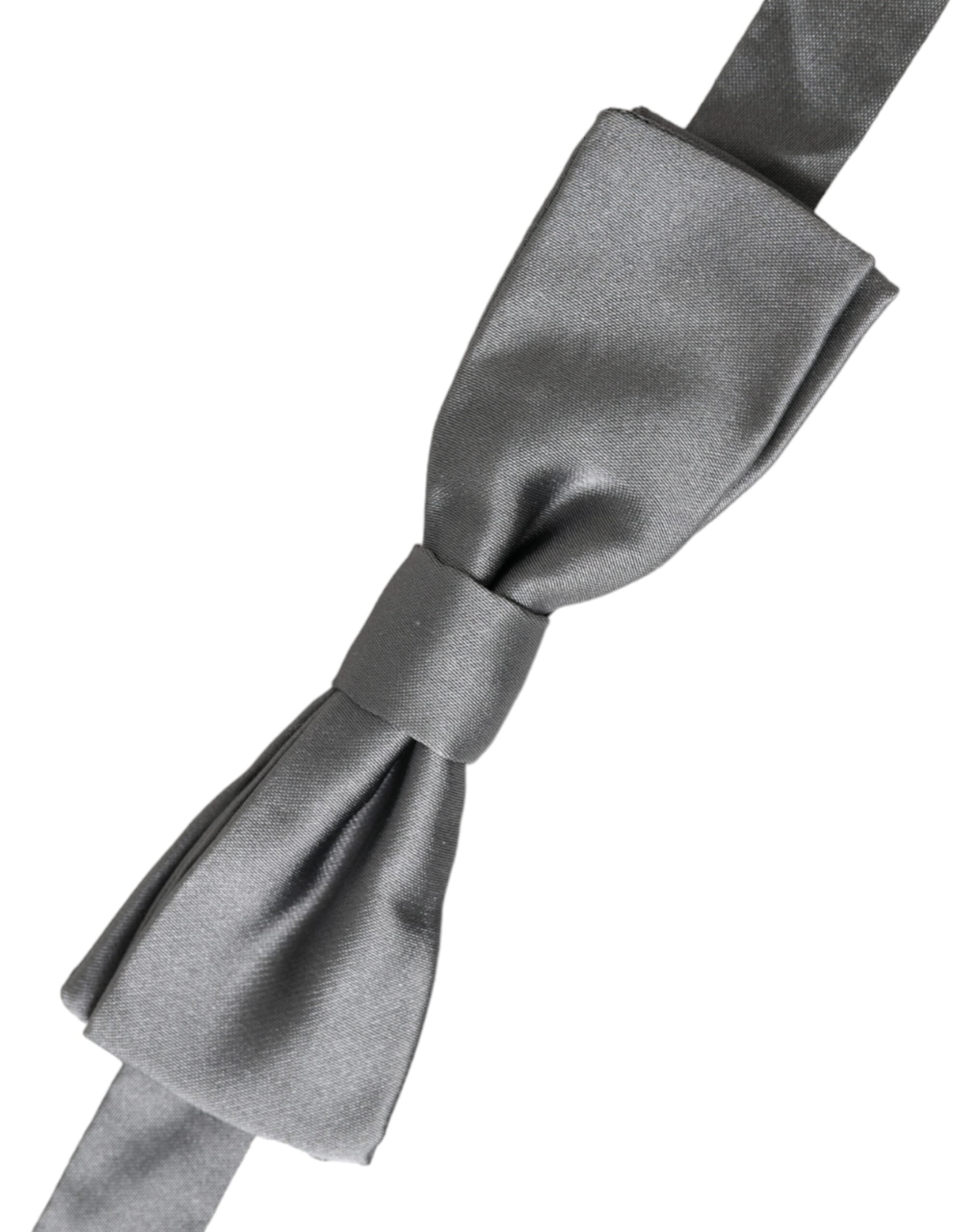 Dolce & Gabbana Graue Satin-Seiden Verstellbare Herren Papillon Fliege