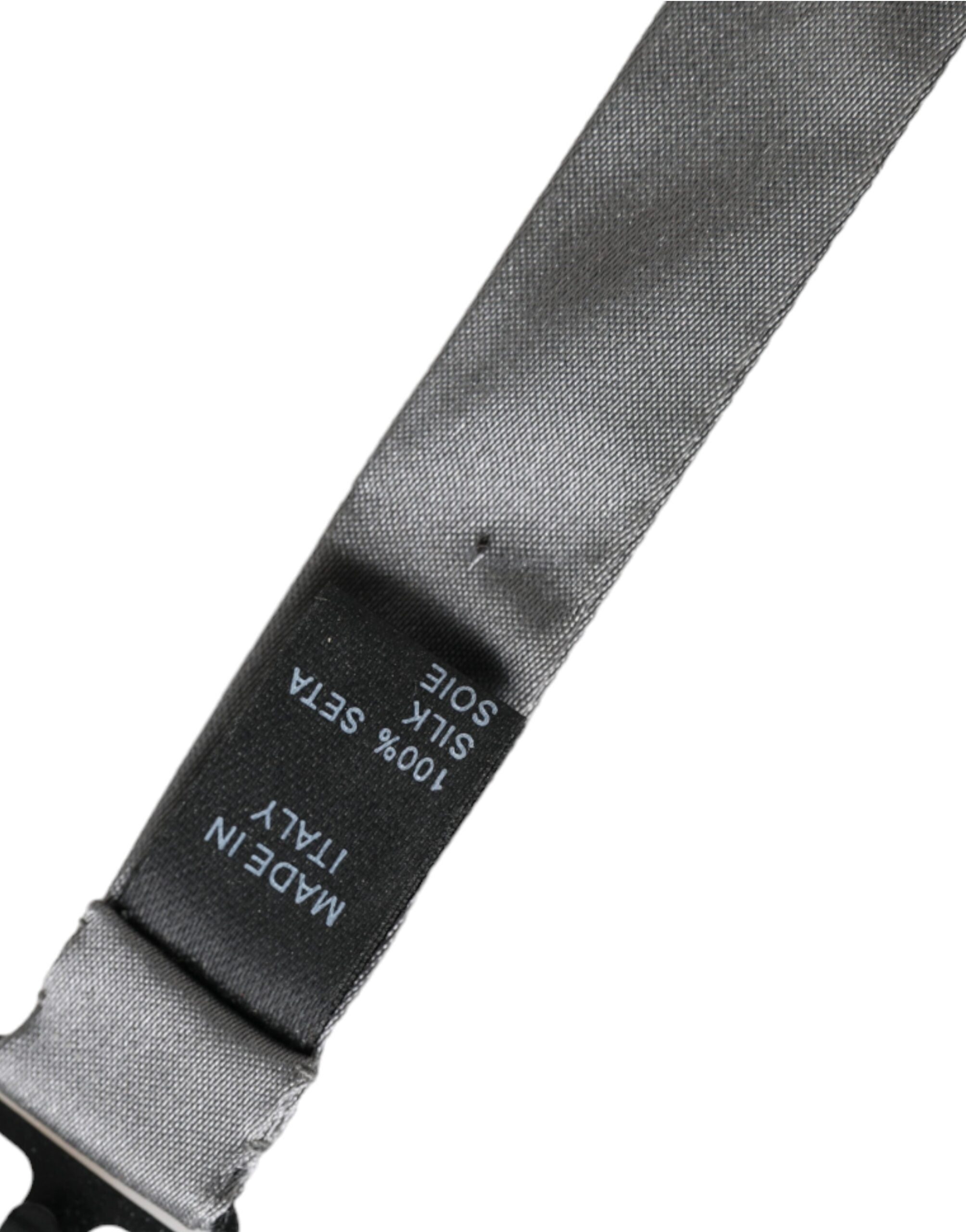 Dolce & Gabbana Graue Satin-Seiden Verstellbare Herren Papillon Fliege