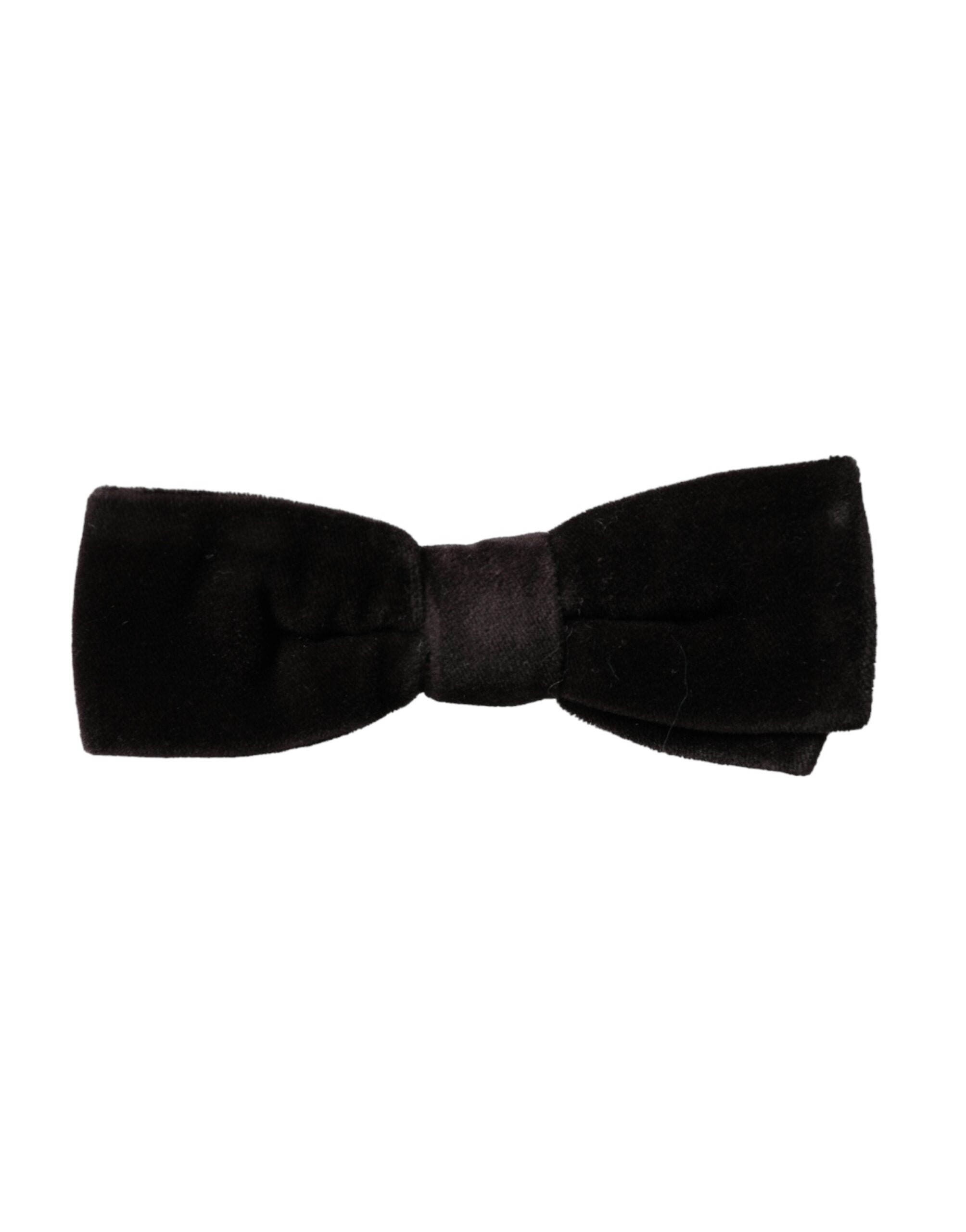 Dolce & Gabbana Schwarze Samt-Baumwoll-verstellbare Herrenfliege