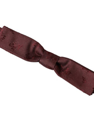 Dolce & Gabbana Weinrote florale Seidenfliege für Herren mit verstellbarem Halsband
