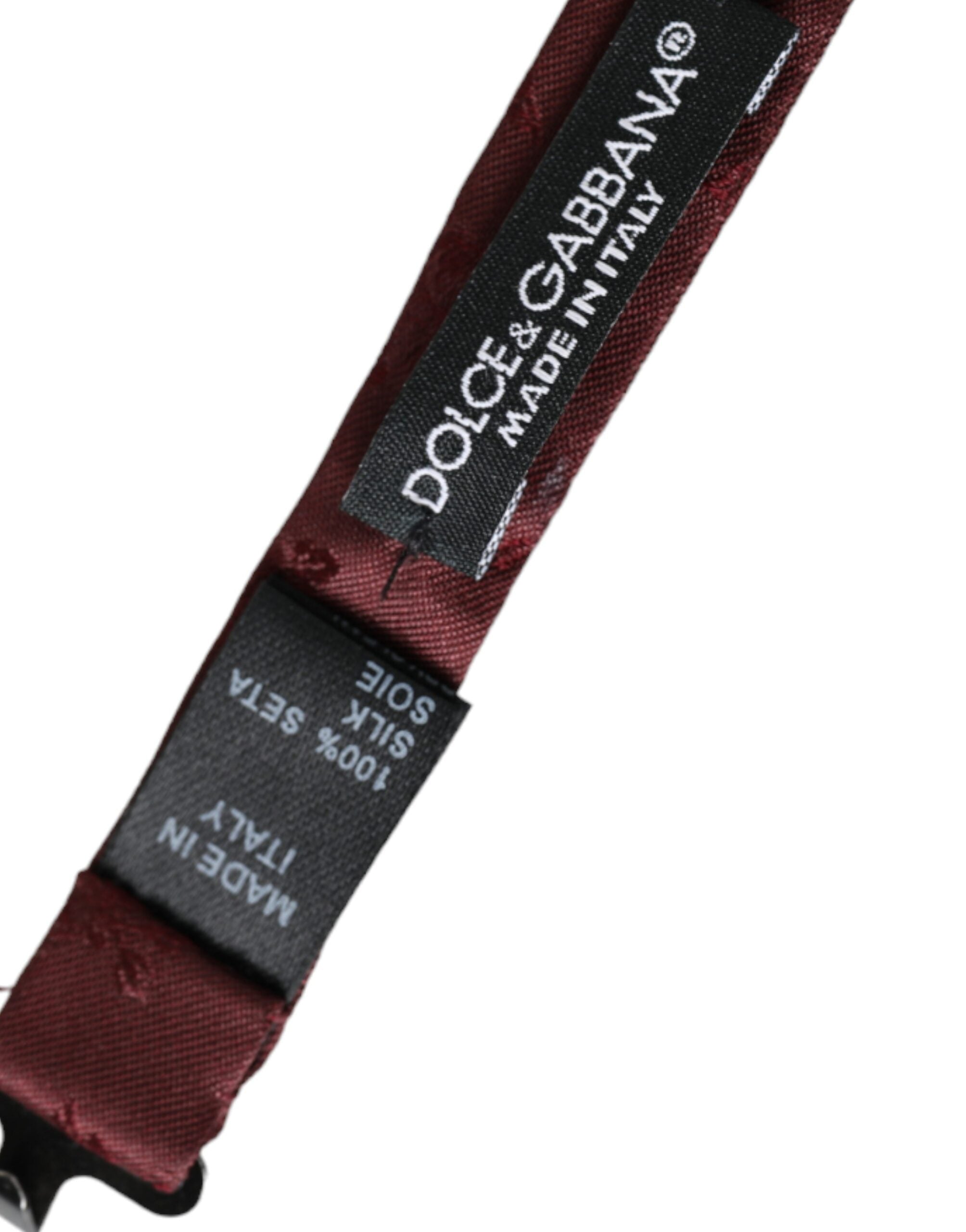 Dolce & Gabbana Weinrote florale Seidenfliege für Herren mit verstellbarem Halsband